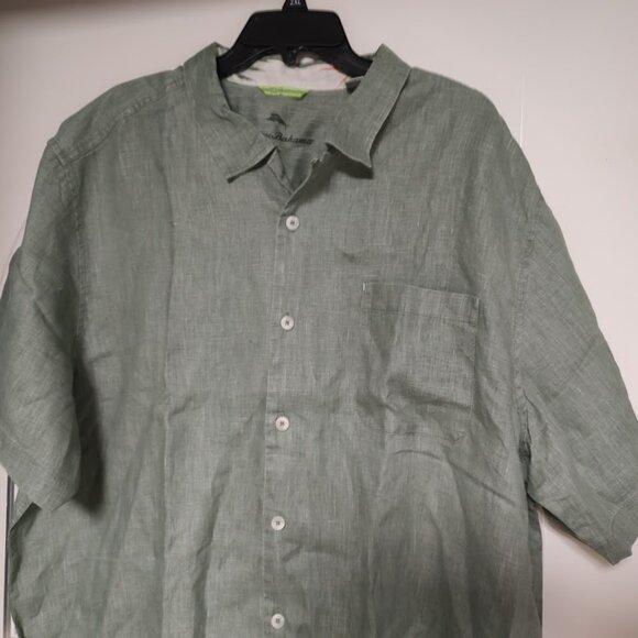 New Tommy Bahama Green Linen Short Sleeve Button Down Shirt Men's XXL - Picture 2 of 2